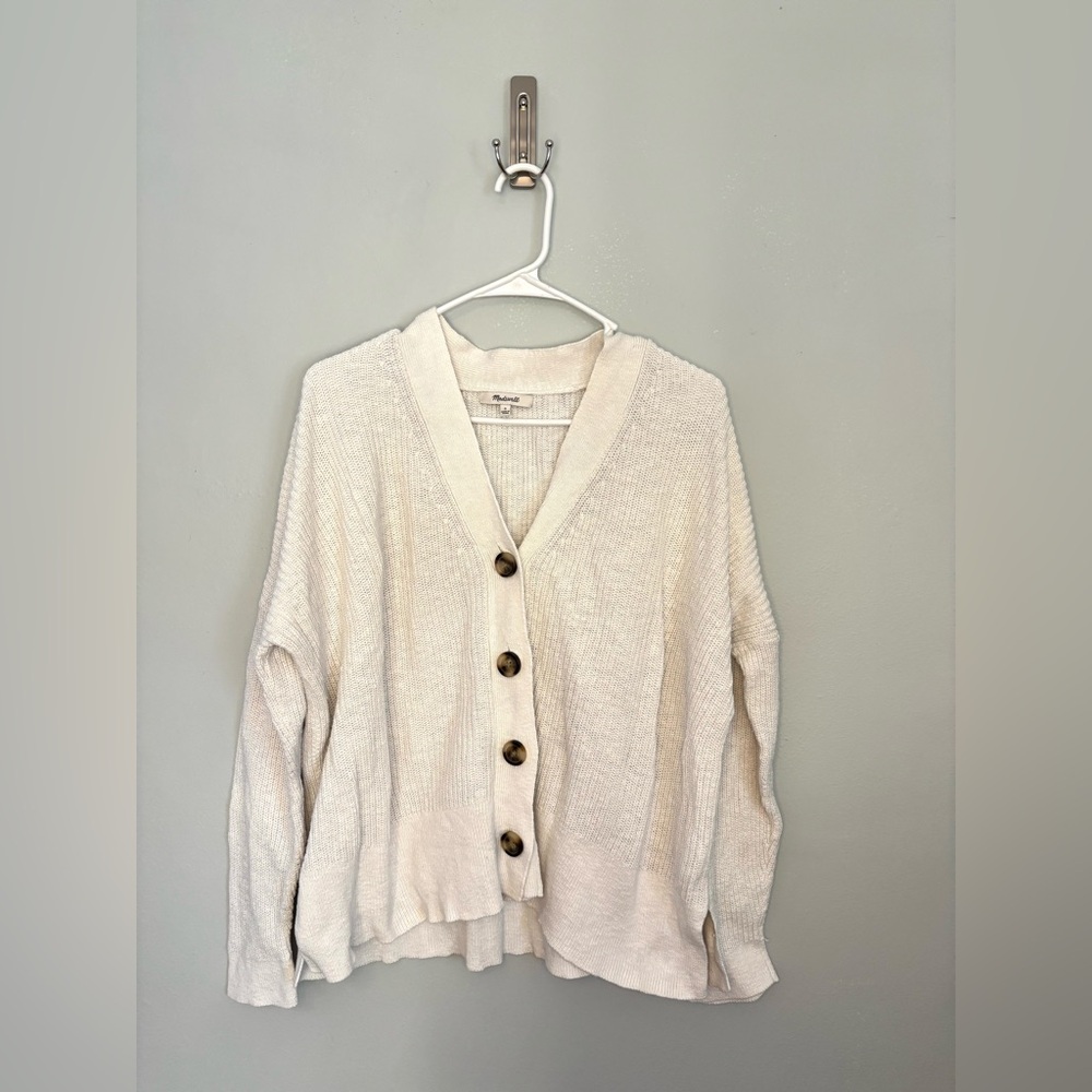 Madewell Lovell 100% cotton Cardigan Sweater light cream size small